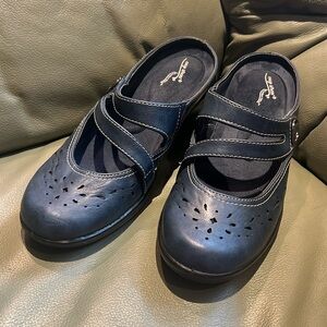 NWOT Easy Spirit blue slip on shoes with cute strap detail.